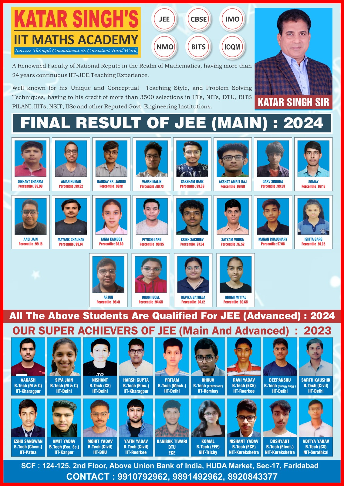 Katar Singh IIT Math's Academy results 2023-24
