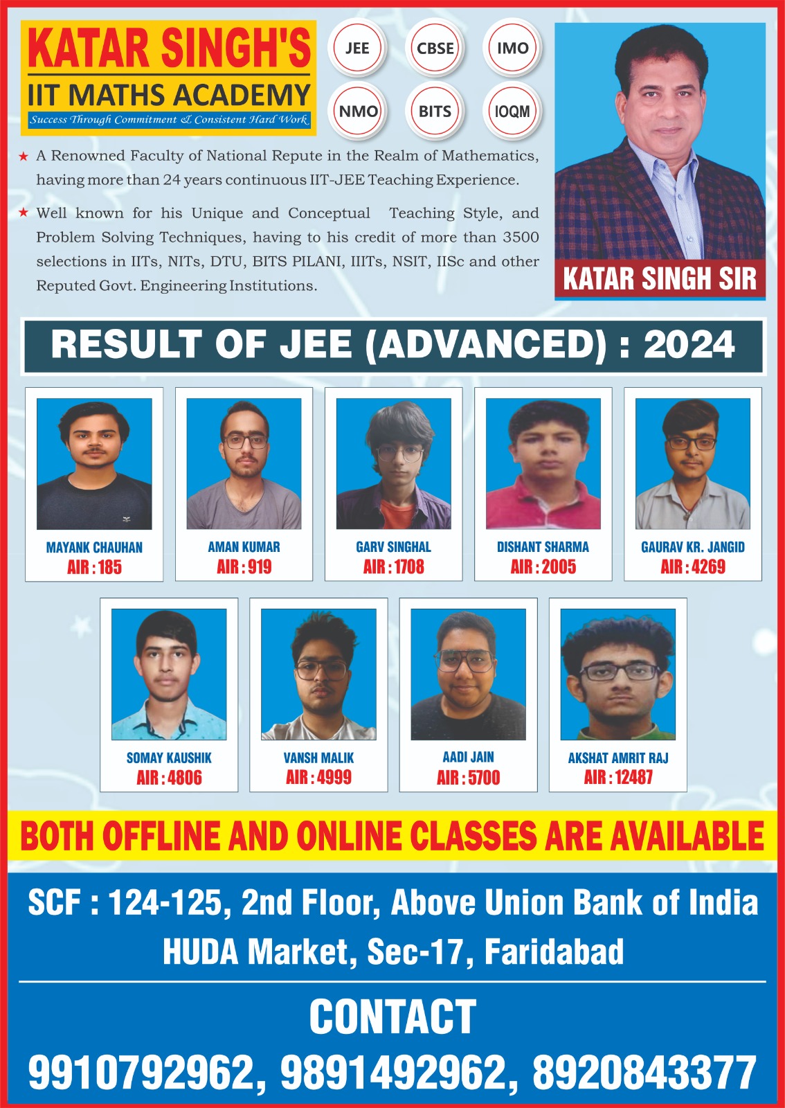 Katar Singh IIT Math's Academy results 2023-24